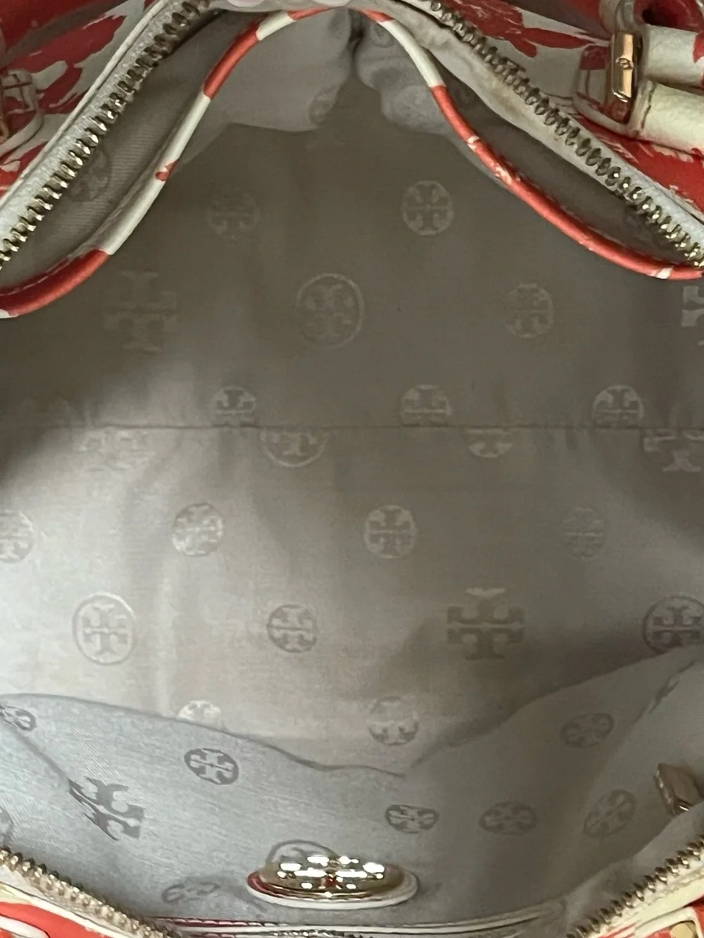 Tory Burch Robinson Floral poppies printed canvas by Dome Satchel bag